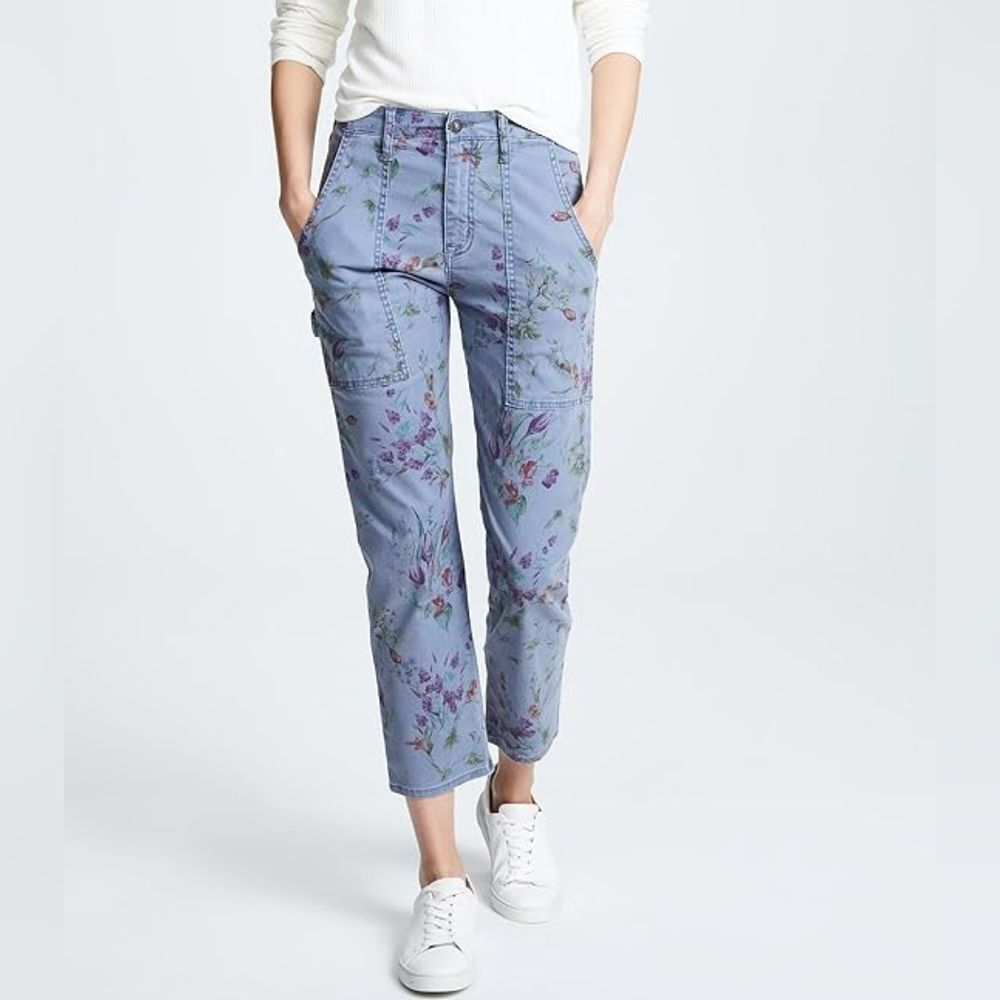 Hudson NWOT High Rise The Leverage Ankle Cargo Floral Pants Size 32
